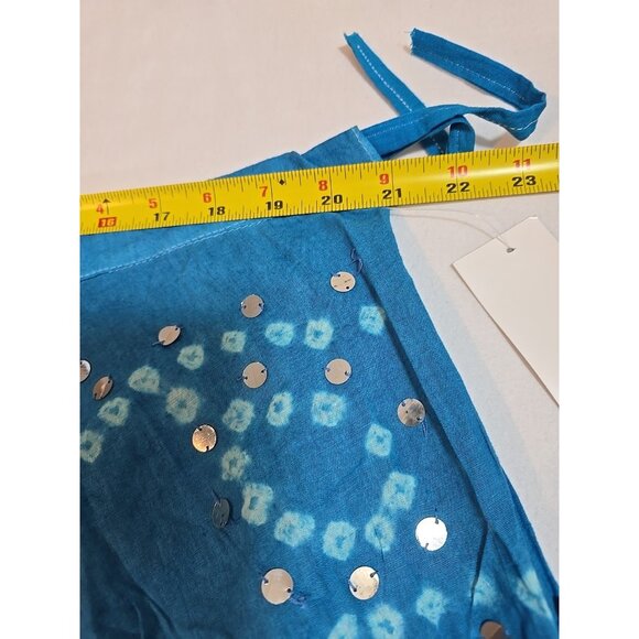 Handmade Blue boho midi skirt adjustable tie waist mirror sequins One Size New‎ - Picture 7 of 12